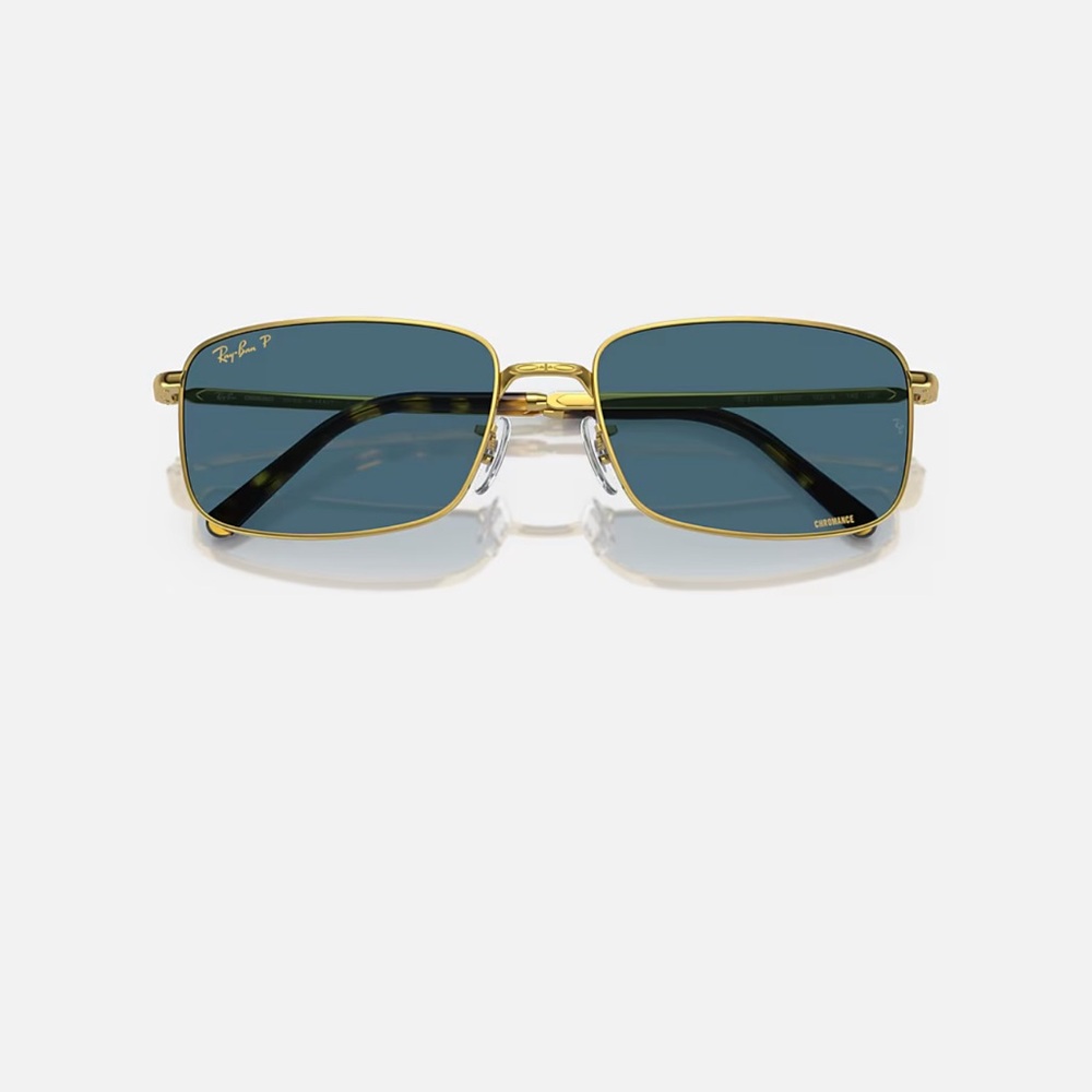 NEW RB3717 Ray-Ban Gold Frame Sunglasses with Blue Lenses - Picture 5 of 11